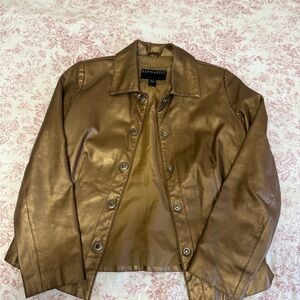 Bernardo Women's Metallic Gold Leather Jacket